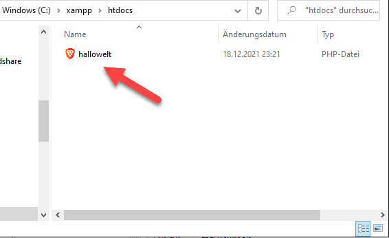 SpeichernPHPHalloWeltXAMPP