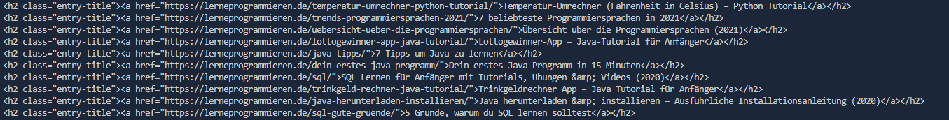 beautiful soup output