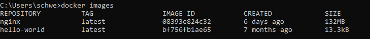 docker images running