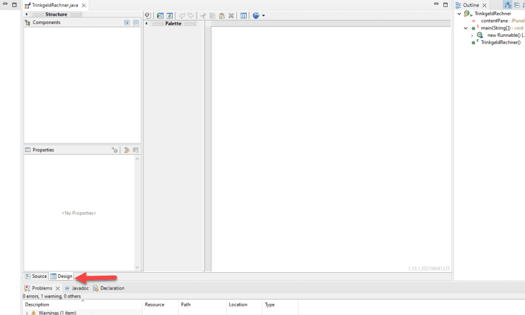 java eclipse design ansicht
