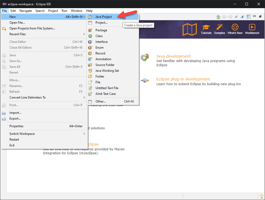 java eclipse new project