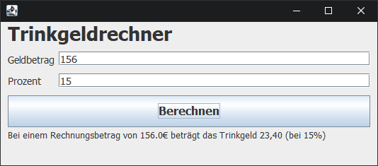 java trinkgeldrechner app