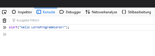 javascript alert konsole