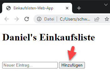 javascript einkaufsliste button