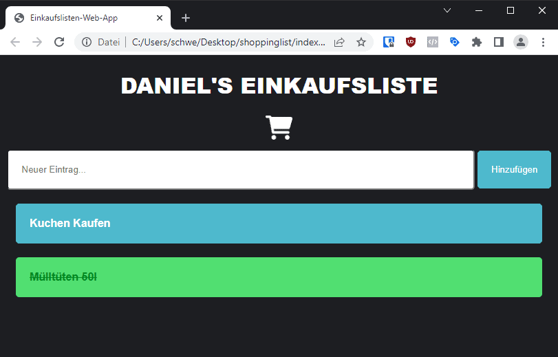 javascript einkaufsliste js abhaken