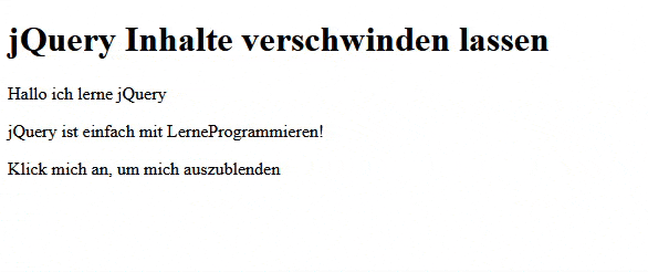 jquery inhalte ausblenden