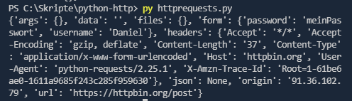 python http requests post json